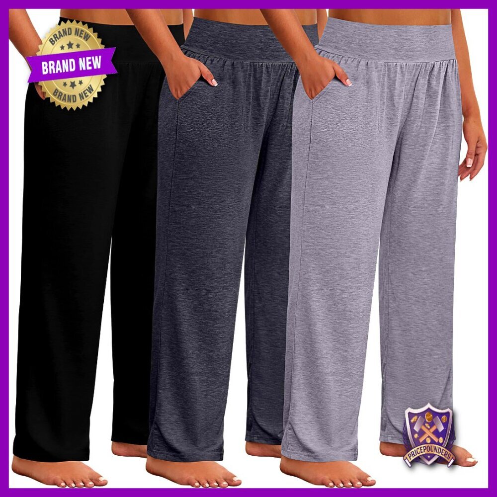 Plus Size Wide Leg Yoga Pants High Waist Sweatpants Lounge with Pockets